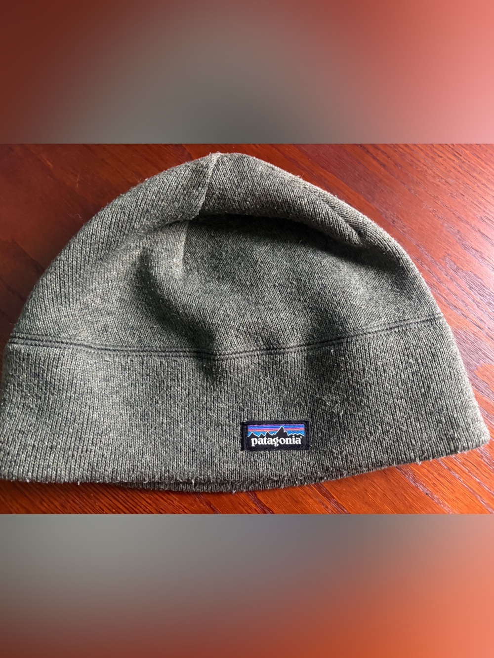 Patagonia Olive Knit Beanie with Logo Patch